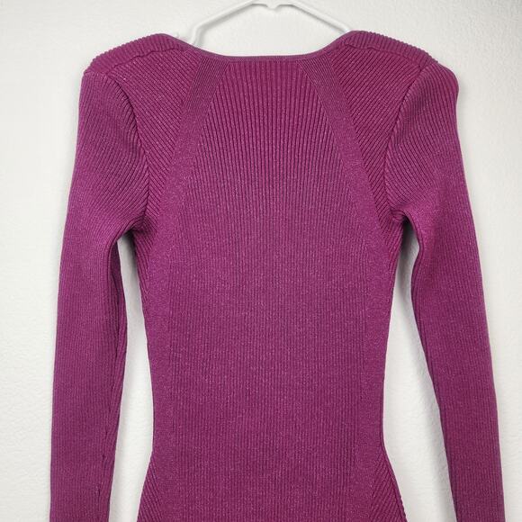 Retrofete Elodie Dress Metallic Orchid Midi Bodycon Long Sleeve XXS Sample - Picture 6 of 9